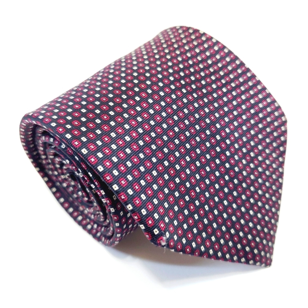 Christian Dior Necktie Purple & Black Geometric Pattern Men's Silk Neck Tie